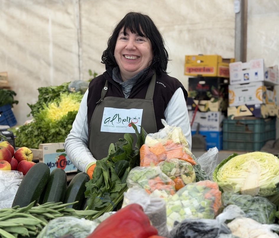 Vegetable vendor at La Bretxa market in San Sebastian