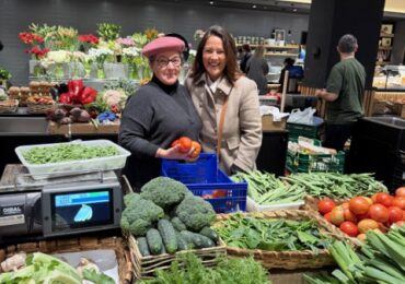 Local vegetable vendor at a market in San Sebastian